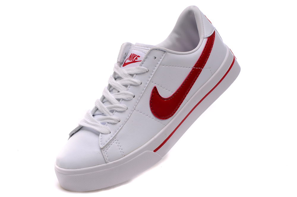 chaussure nike blanche et rouge, Chaussure WMNS Nike Sweet Classique Cuir Hommes Blanc/Rouge